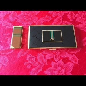 Authentic Metal Enamel Gucci Cigarette Case Set